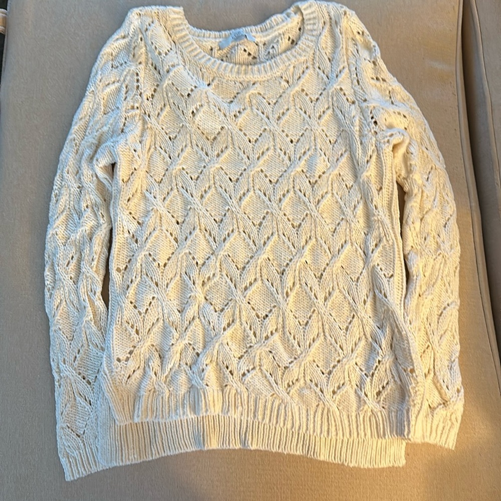 Loft White Knit Sweater